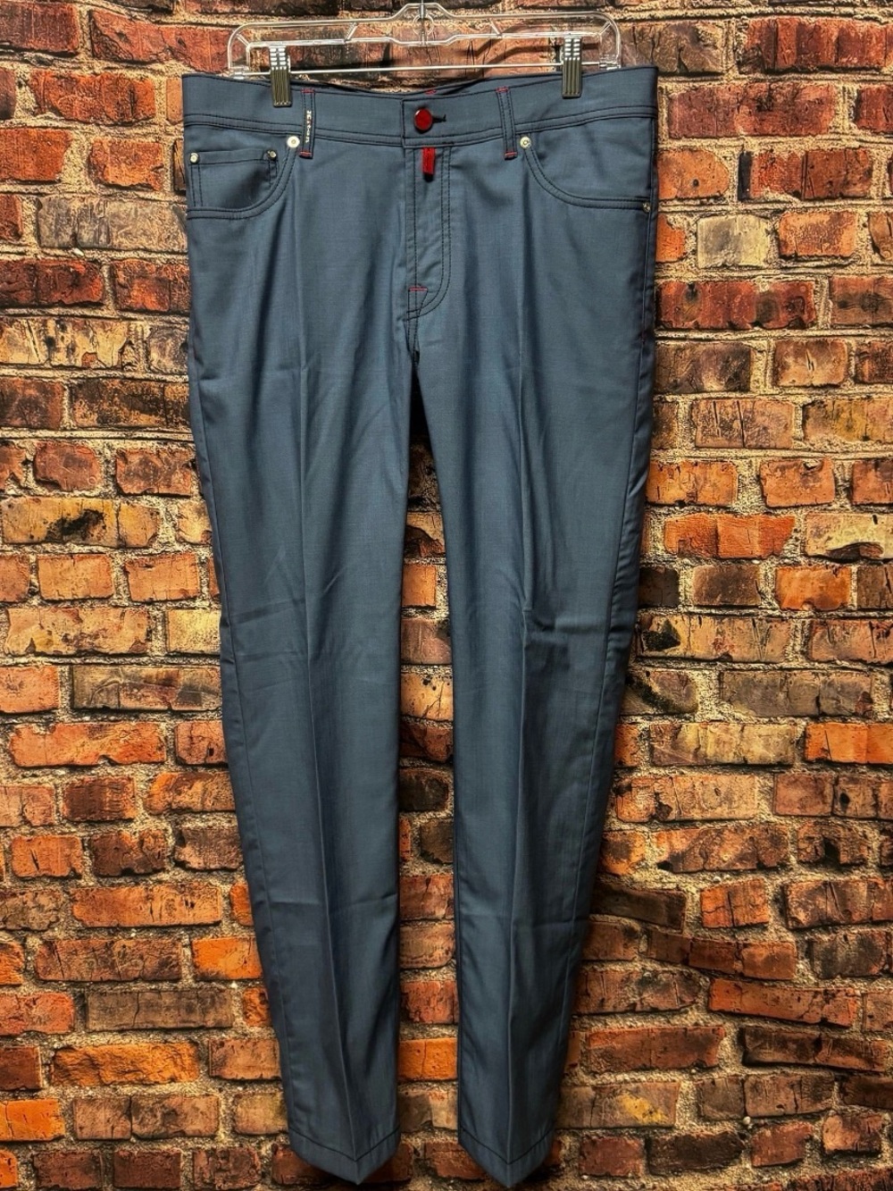 Kiton 5 pocket pants in blue super 130s wool